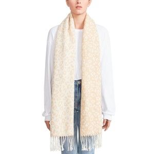 Steve Madden NWT Colorblocked Leopard Print Blanket Scarf Fringe Ivory Cream New